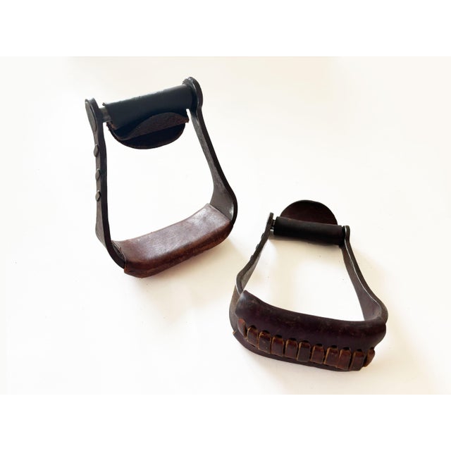 Vintage Custom Forged Iron and Copper Western Horse Saddle Stirrups, Set of 2 For Sale - Image 9 of 9