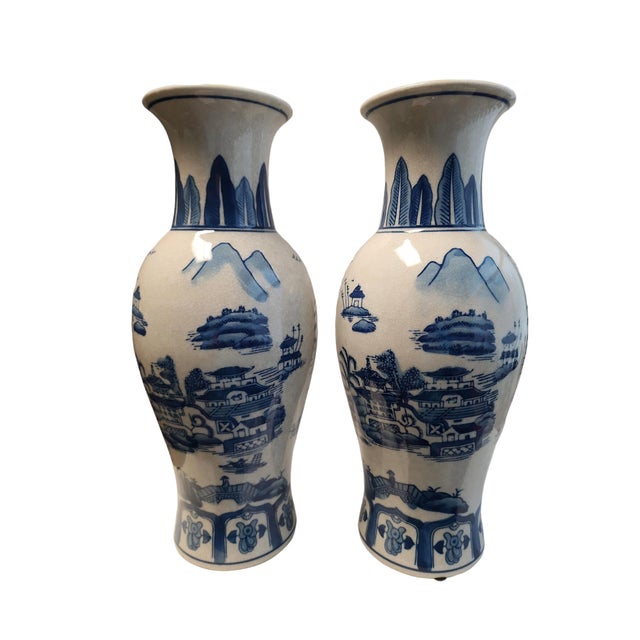 Chinoiserie 20th Century Pair of Chinese Qianlong Baluster Vases For Sale - Image 3 of 7