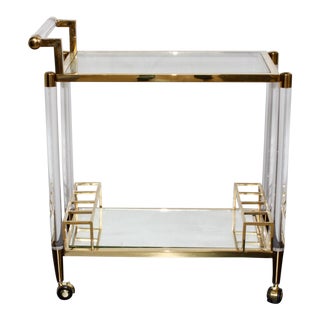 Vintage Hollywood Regency Lucite Bar Cart For Sale