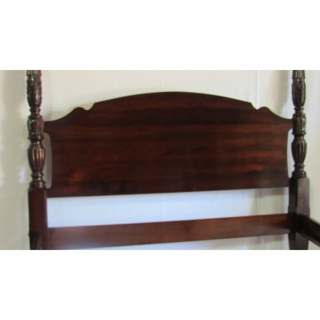 Brown 1980s Solid Mahogany Queen Size Poster Rice Bed Quality Carved For Sale - Image 8 of 8