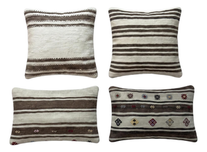 Anatolian Lumbar Kilim Pillow Cover 20'' X 20'' & 20'' X 24'' - Set of Four