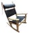 1960s Ge 673 Keyhole Rocking Chair in White and Black Leather Attributed to Hans Wegner For Sale