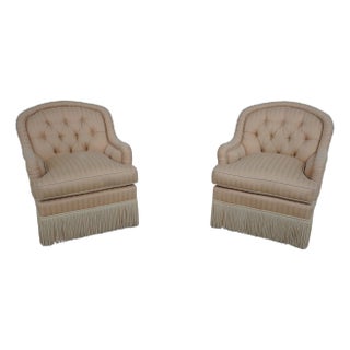 Pair Lewis Mittman Custom Upholstered Tufted Club Chairs For Sale