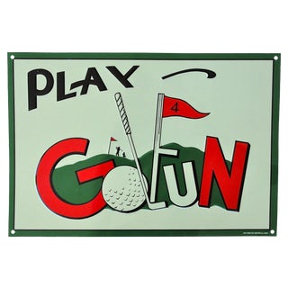Vintage "Play GolFun" Metal Sign For Sale