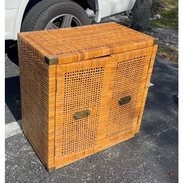 Vintage Rattan Two Door Chest, Campaign/ Regency Style, Boho For Sale - Image 12 of 12