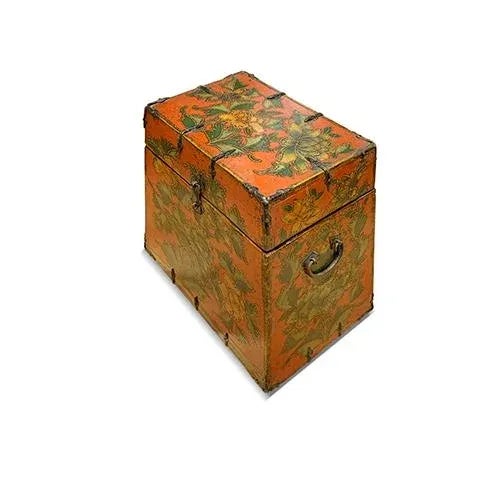 Red 1970s Asian Tibetan Hand Carving Trunk For Sale - Image 8 of 11