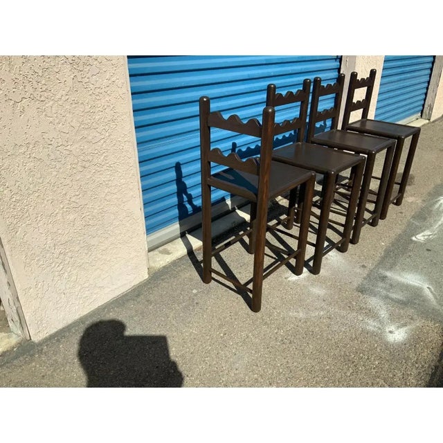 French Country Solid Oak Country French Counter Stools-4 For Sale - Image 3 of 5
