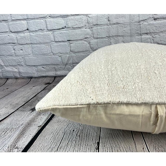 20 x 20 Hemp Pillow Turkish Cushion Natural Grayish White Pillow Cushion Cover For Sale - Image 4 of 4