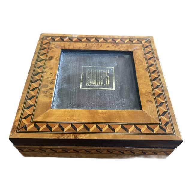 Gumps Department Store Italian Marquetry Photo Jewelry Box - Rare For Sale