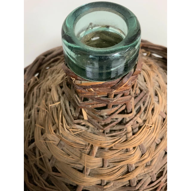 Wood Antique Large Two-Tone European Rattan / Wicker Demijohn for British Colonial, Rustic European, and Nautical Decor For Sale - Image 7 of 8