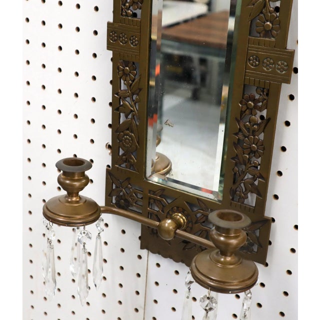 Metal Mid 19th Century Large Bronze Mirror Sconce Two Candleholders For Sale - Image 7 of 9