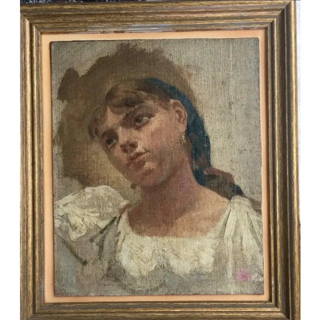 Spanish School Artist, Study of a Lady, Late 1800s, Oil on Canvas For Sale - Image 6 of 7