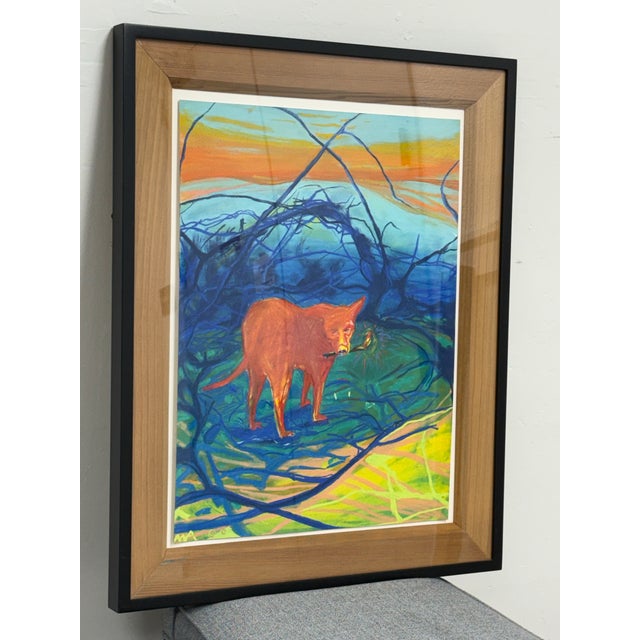 Expressionism Expressionist Pastel of a Dog Carrying a Burning Stick, Signed Ma For Sale - Image 3 of 12
