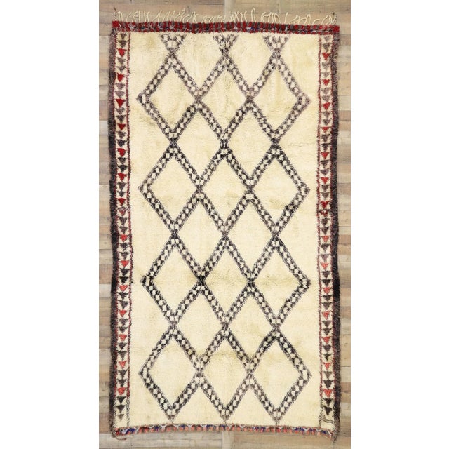 Mid 20th Century Mid 20th Century Vintage Moroccan Beni Ourain Rug 06'03 X 11'00 For Sale - Image 9 of 9