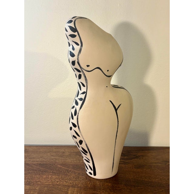 Substantial signed ceramic figural vase by American studio artist Donna Polseno, whose work is held in museum collections...