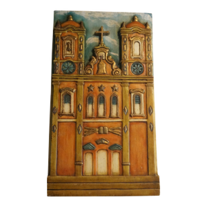 1980s Handmade Carved Wood Guatemalan Church Retablo