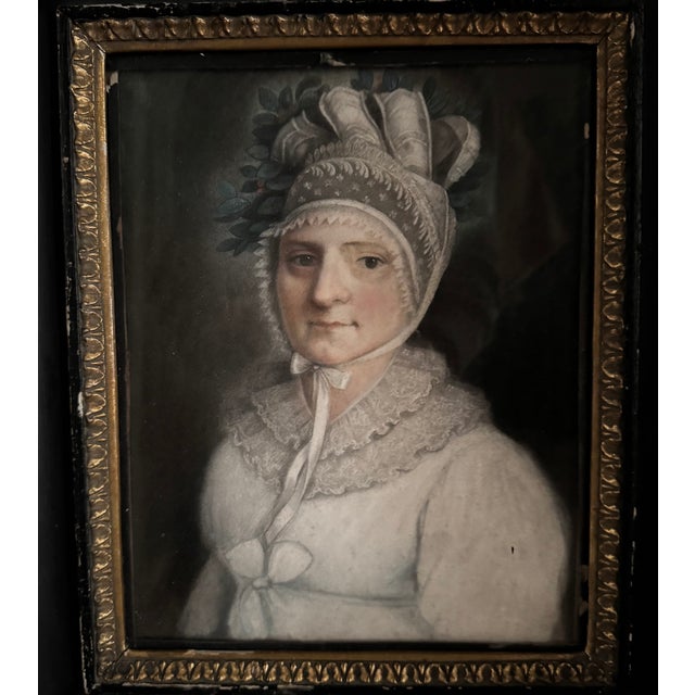 Traditional Portraits, 1820-1830, Pastel Drawings, Framed, Set of 2 For Sale - Image 3 of 8