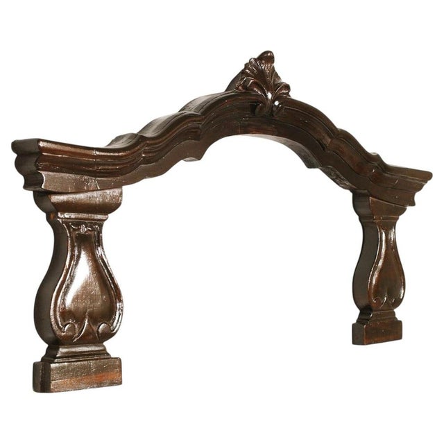 Antique Italian Architectural Carved Walnut Crest, 18th Century For Sale - Image 9 of 9