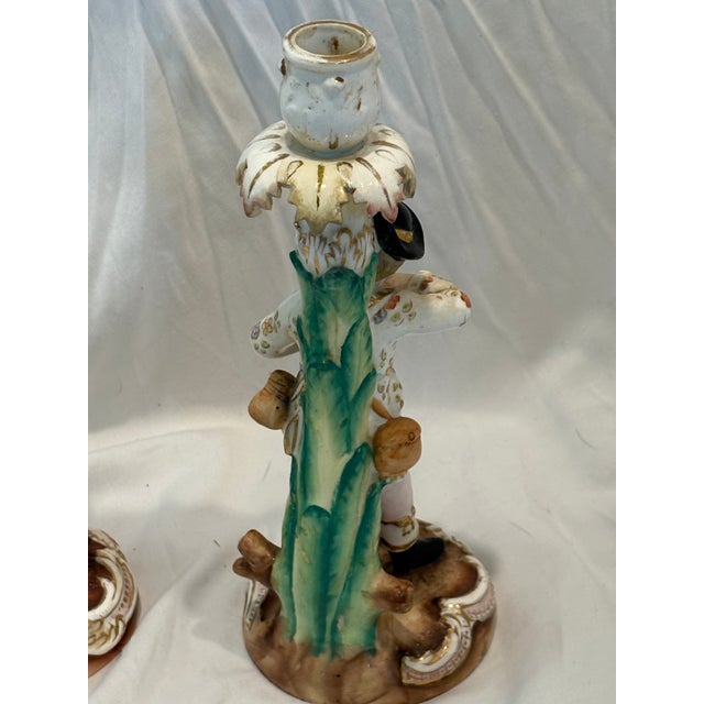 Pair Antique Meissen Figural Candlesticks For Sale - Image 12 of 16
