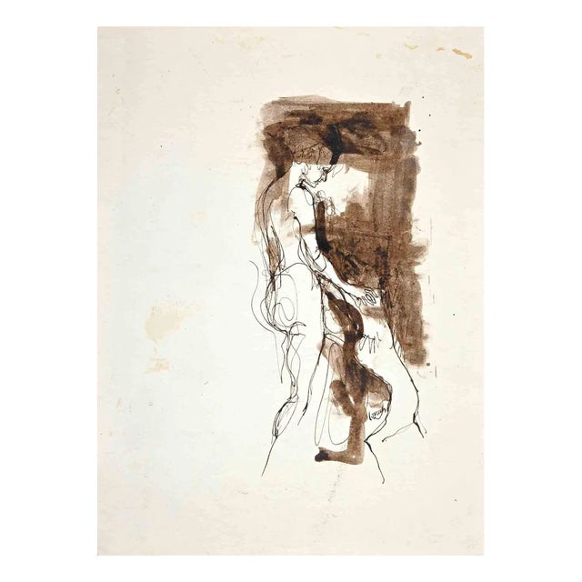 Leo Guida, Woman and Dog, Original Drawing, 1970s For Sale