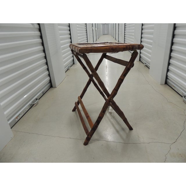 Late 20th Century Vintage Faux-Tortoise Bamboo Folding Side Table/Drinks Table For Sale - Image 5 of 7