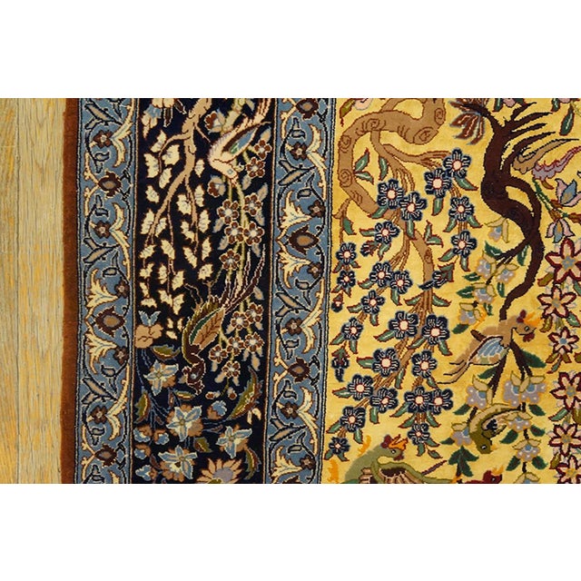 Brilliant Light Yellow and Blue Color With Special Flower Design Vintage Isfahan Rug For Sale - Image 4 of 7