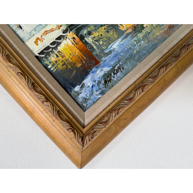 Vintage Parisian Street Scene Oil on Canvas Painting by Harison – Wood Framed For Sale - Image 10 of 11