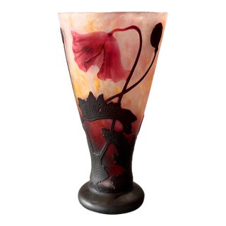 Daum Nancy, Wonderful Poppy Vase. Circa 1900 For Sale