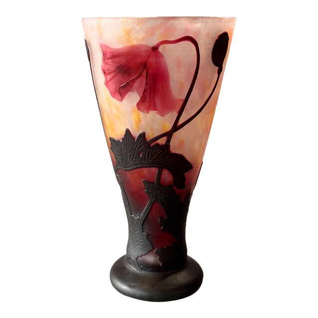 Daum Nancy, Wonderful Poppy Vase. Circa 1900 For Sale