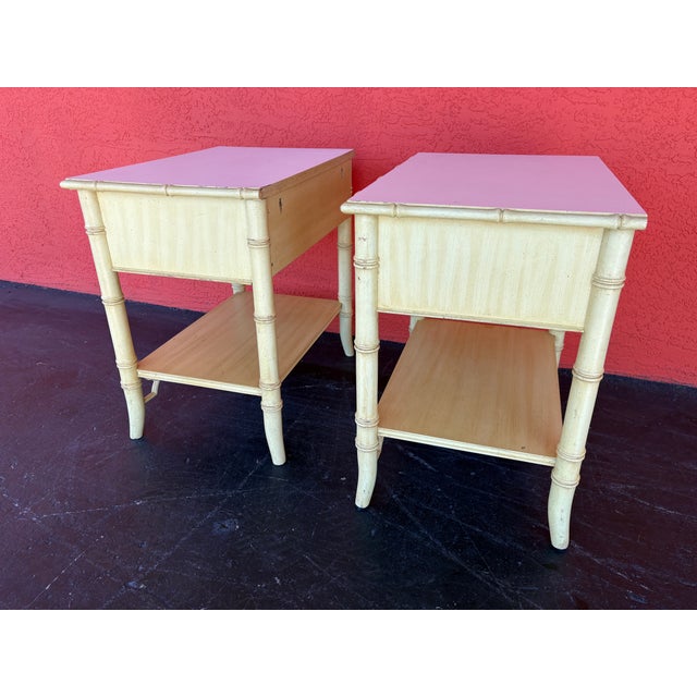 Mid 20th Century Thomasville Allegro Faux Bamboo Nightstand Pair For Sale - Image 5 of 8