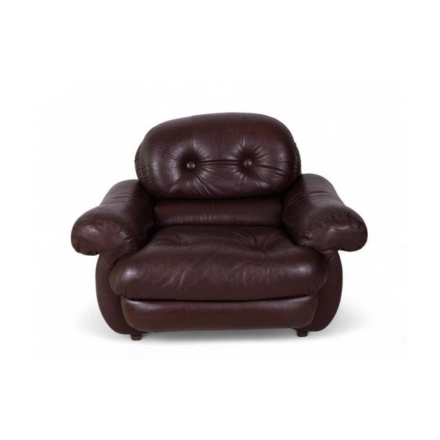 Vintage Brown Leather Armchair with Button Tufting, 1970s For Sale - Image 10 of 10