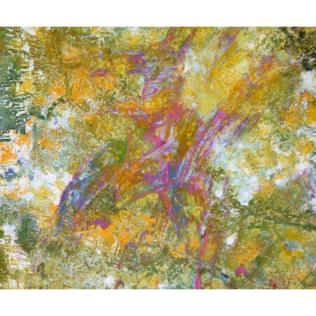 Green, Yellow, Red - Textured Expressionist Composition in Acrylic on Canvas by Charles David Francis For Sale - Image 4 of 10