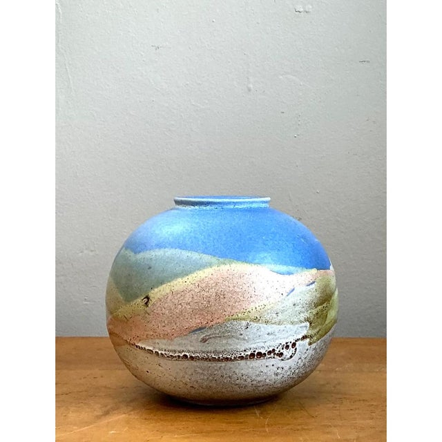 Vintage Abstract Glazed Ceramic Vase For Sale - Image 10 of 12
