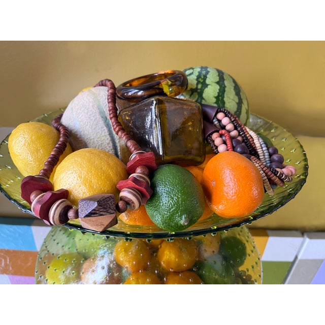 Mid-Century Modern Vintage Mid-Century Modern Advocado Green Hobnail Footed Bowl For Sale - Image 3 of 8