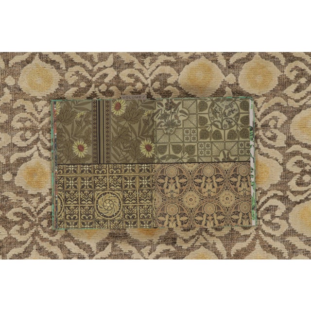 Rug & Kilim’s Block Print Runner With Gold & Beige-Brown Geometric Pattern For Sale - Image 9 of 10