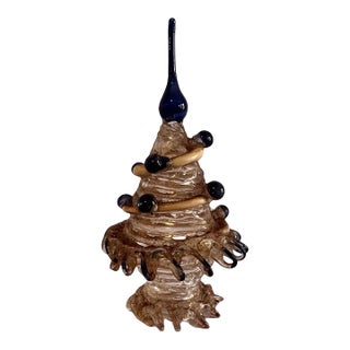 Vintage 4" Handmade German Lampwork Glass Tree With Aventurine Accents For Sale