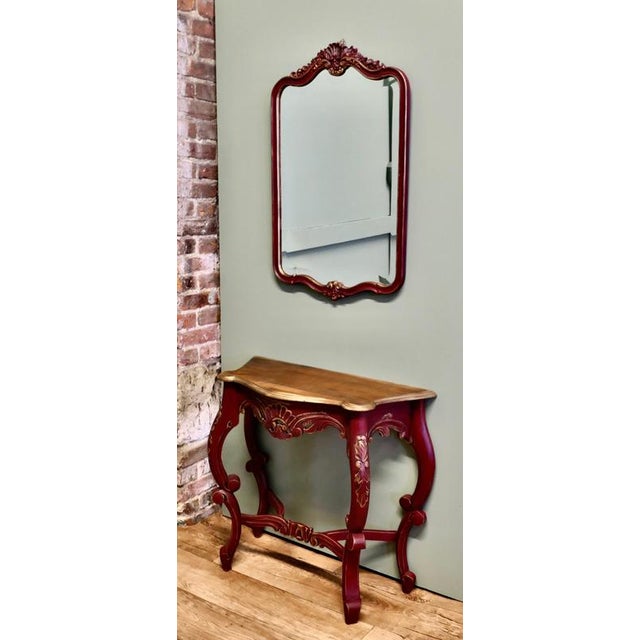 French Console or Hall Table and Matching Mirror Set This is a very attractive set, the table is carved with a shaped and...