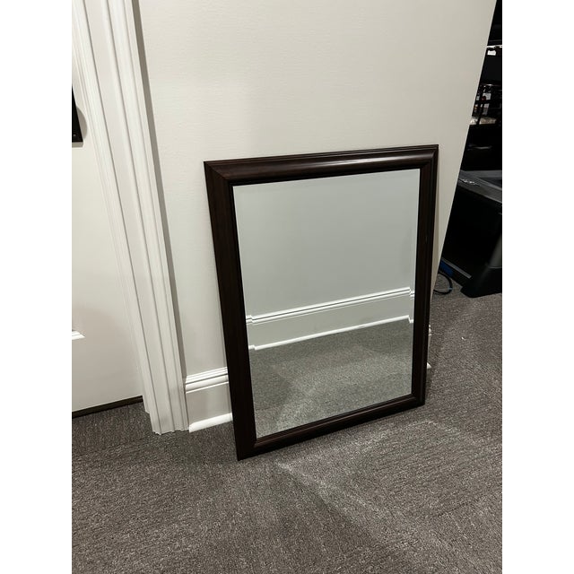 Wood Rectangular Dark Wood Beveled Mirror, Farmhouse Style For Sale - Image 7 of 7