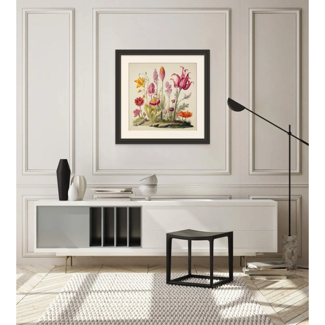 Shabby Chic 20' X 20' Framed 'Flowers' Print #5 - 'Hortus Floridus' Style For Sale - Image 3 of 5