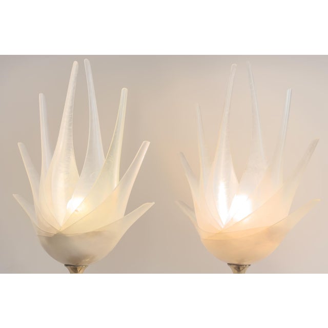 Flower-Shaped Table Lamps from Maison Rougier, Set of 2 For Sale - Image 6 of 14
