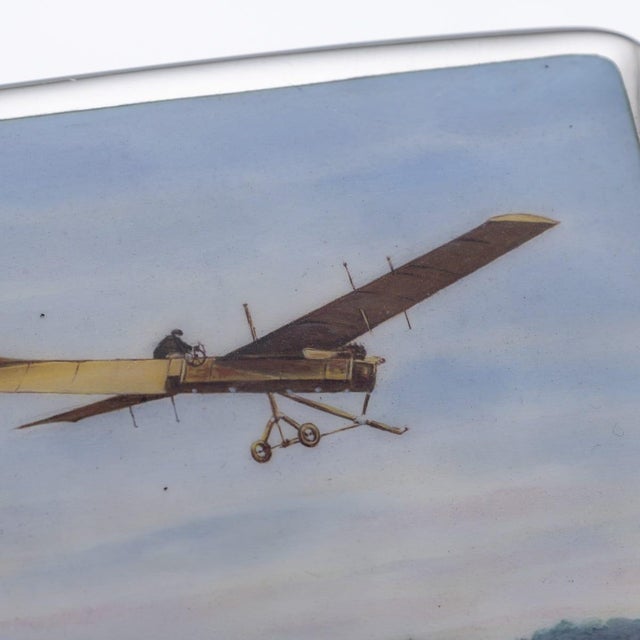 Antique German Silver and Enamel Aviation Themed Cigarette Case, 1900 For Sale - Image 13 of 18