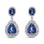 18K White Gold Blue Sapphire 2 3/4 Cttw Diamond Halo Drop Dangle Earring (G-H Color, SI1-SI2 Clarity For Sale