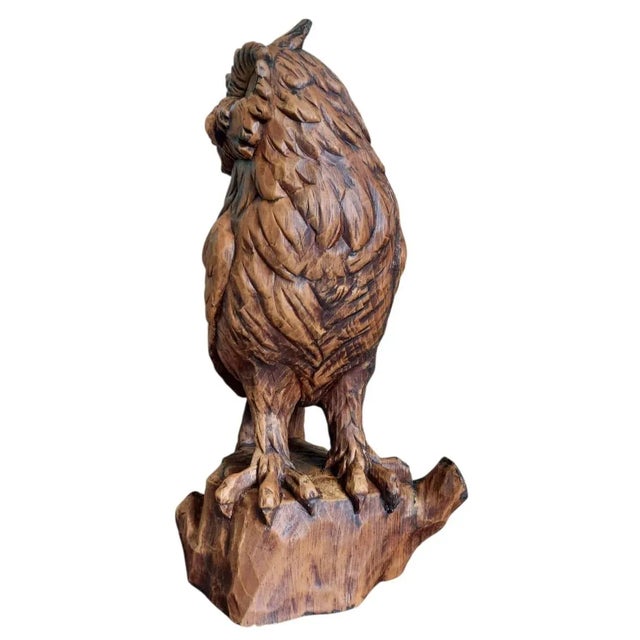 1920s Vintage Hand-Carved Wood Owl, 1920s For Sale - Image 5 of 12