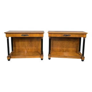 French Birch Console Tables, 1930s, Set of 2 For Sale