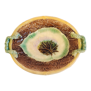 Antique 19th Century Majolica Begonia Leaf Platter