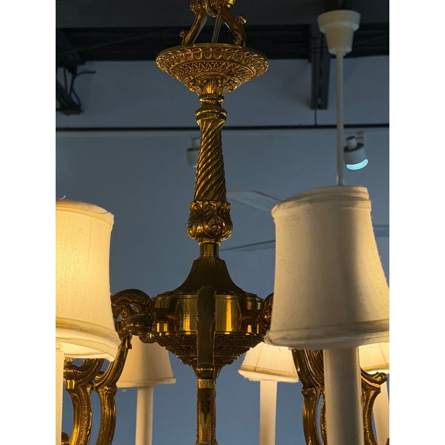 Antique Beaux Arts Bronze Crystal Basket 16 Light Chandelier Rewired For Sale - Image 13 of 15