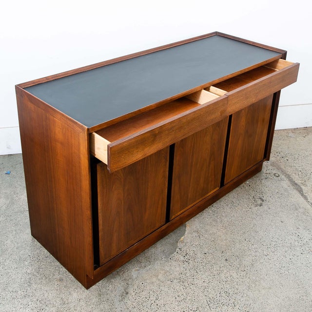 Mid-Century Modern Mid Century Modern Credenza Sideboard Dillingham Esprit Walnut Vintage Black, Attributed For Sale - Image 3 of 11