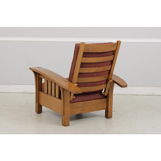 Wood Stickley Mission Oak Bow Arm Morris Chair For Sale - Image 7 of 18