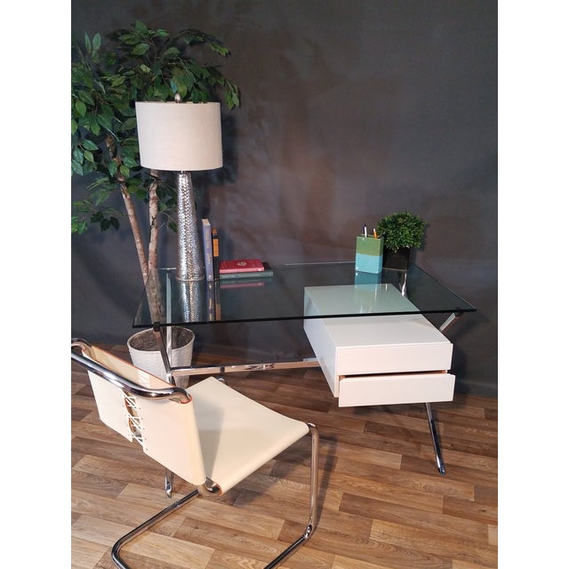 MidCentury Floating Glass Top Writing Desk Chairish