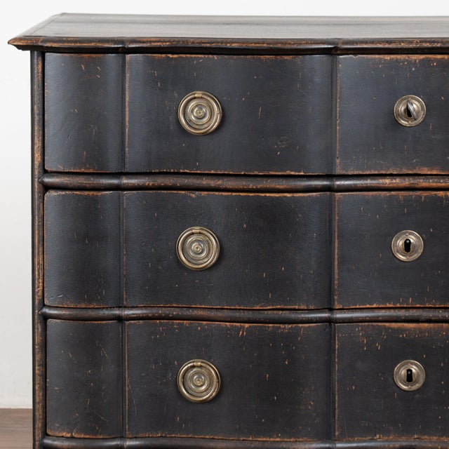Black 18th Century Rococo Black Large Chest of Four Drawers From Denmark For Sale - Image 8 of 18